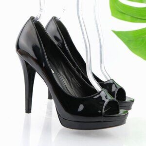 Vera Wang Lavender Womens Nadia Pumps Size 7.5 Black Patent Platform Heel Shoes
